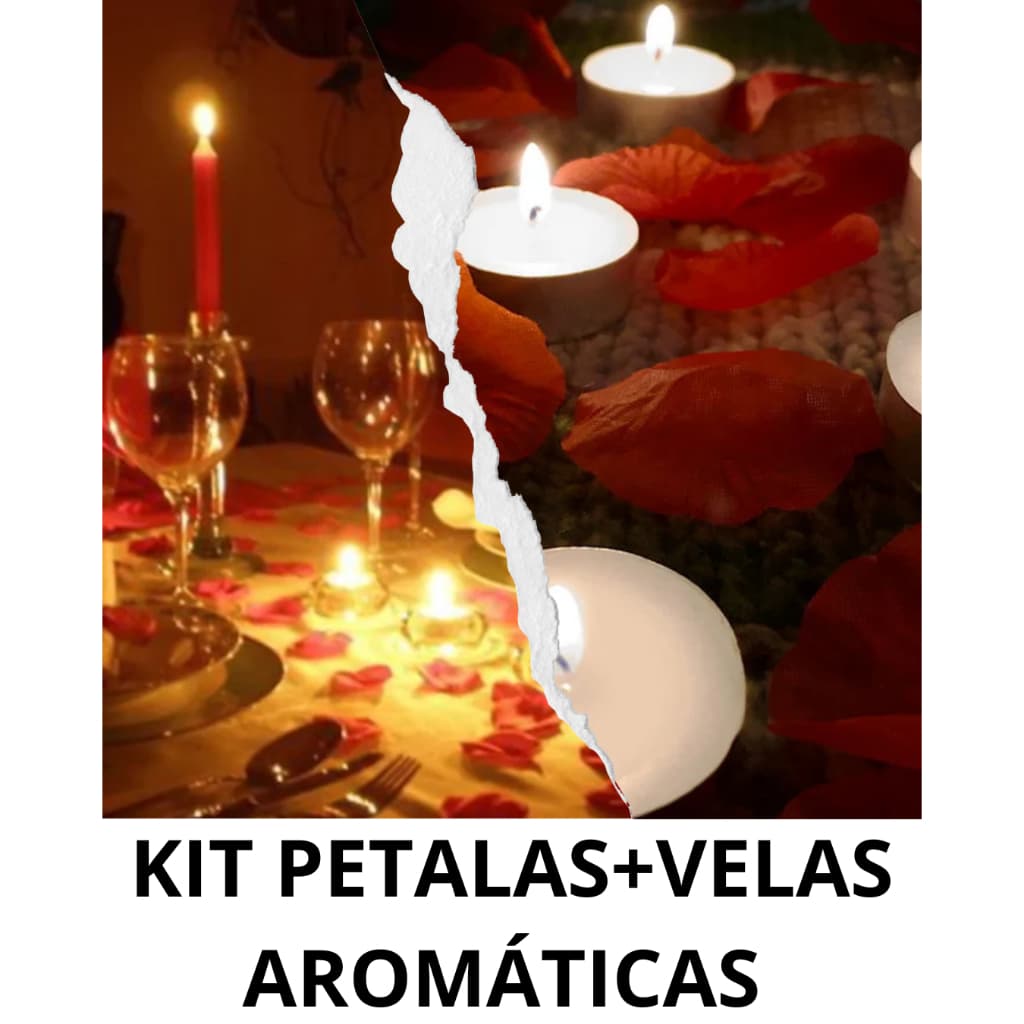 Kit 10 velas aromaticas e 100 petalas vermelhas