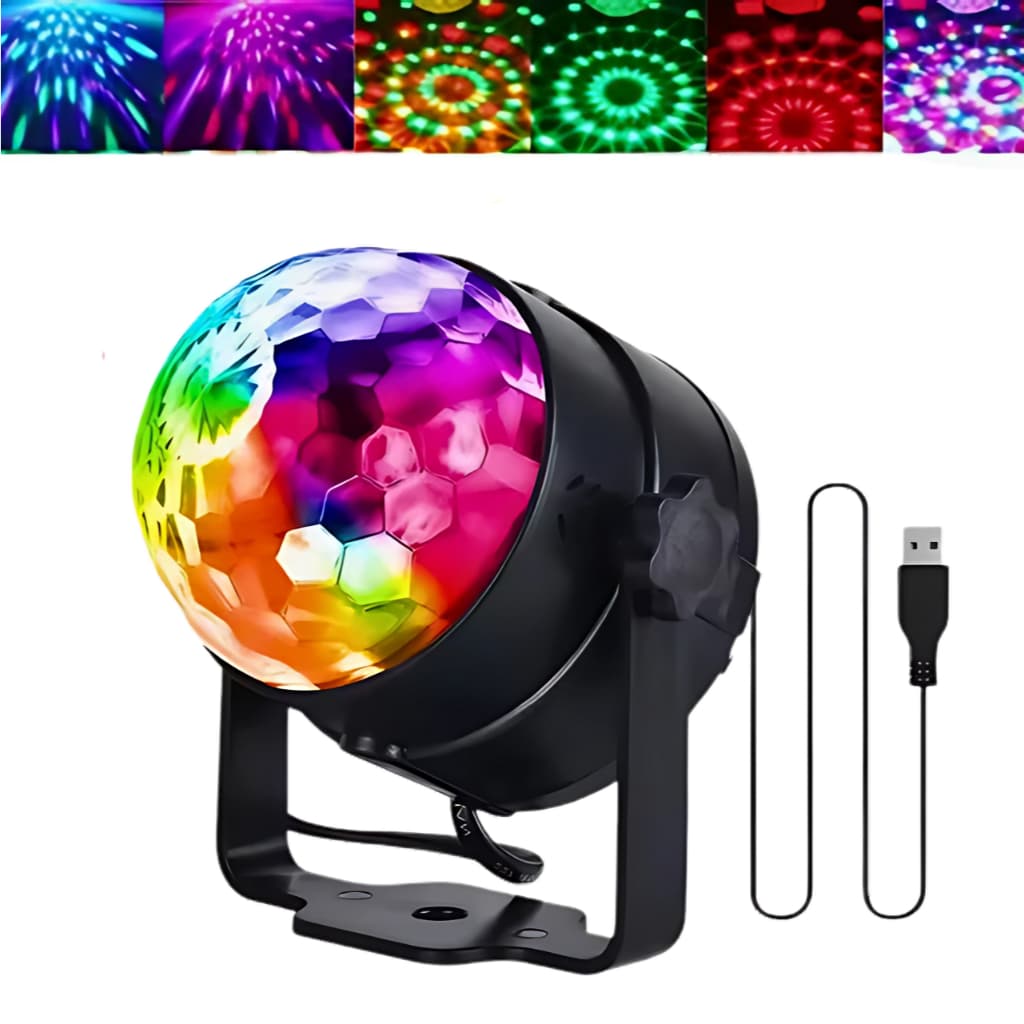 Projetor Globo De Led Festa Colorido USB Iluminação RGB Mini Karaokê Balada Bola Maluca Mágica
