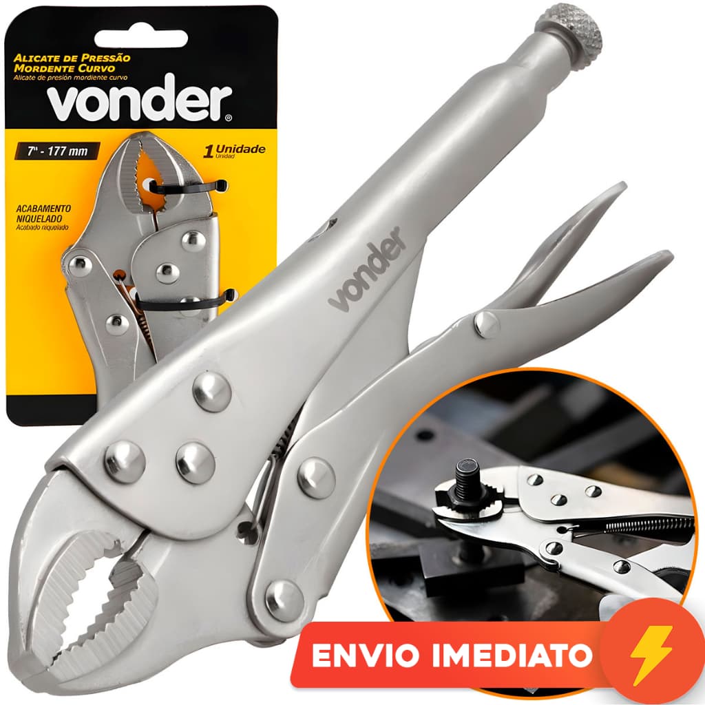 Alicate De Pressão Curvo Compacto 7" Polegadas Bico Alta Aderência Precisão e Conforto Vonder