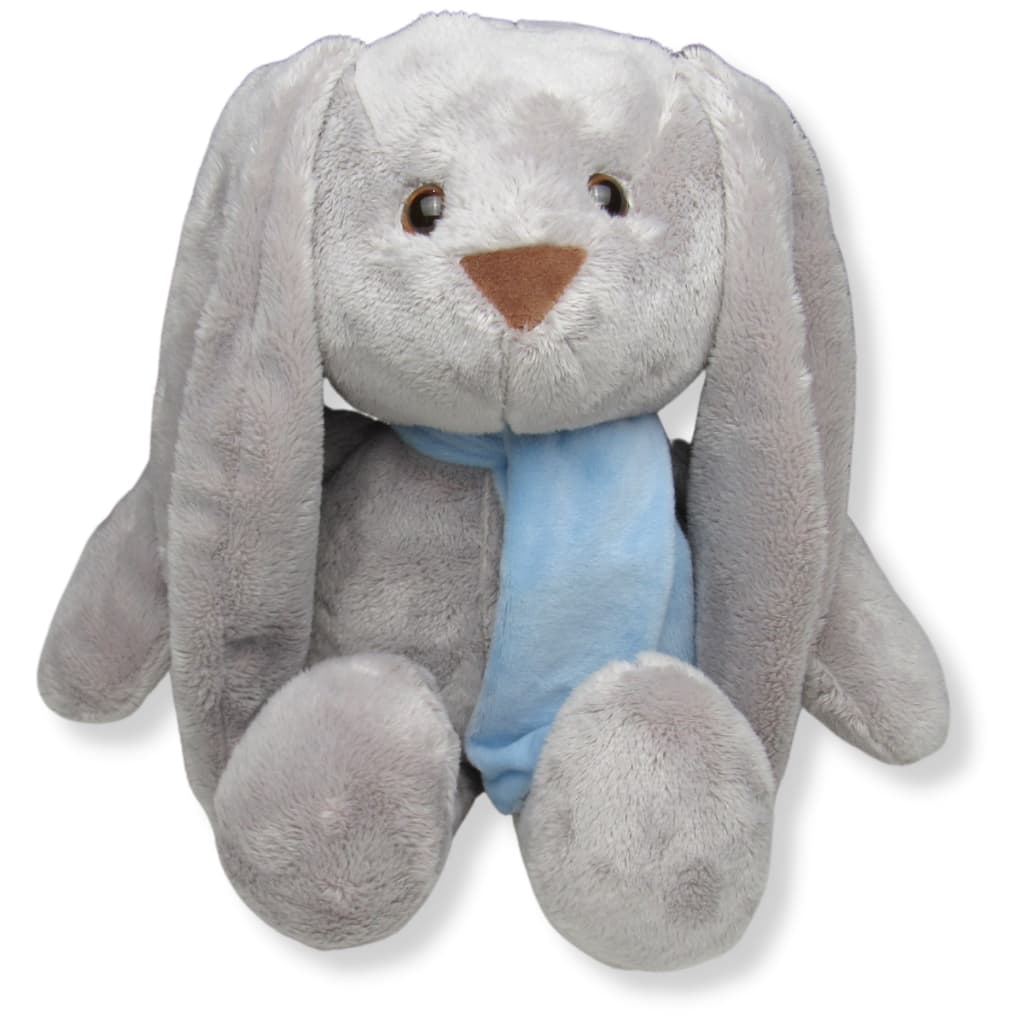 Coelho Pelúcia Cinza Com Cachecol 40cm Decoração Antialérgico Infantil