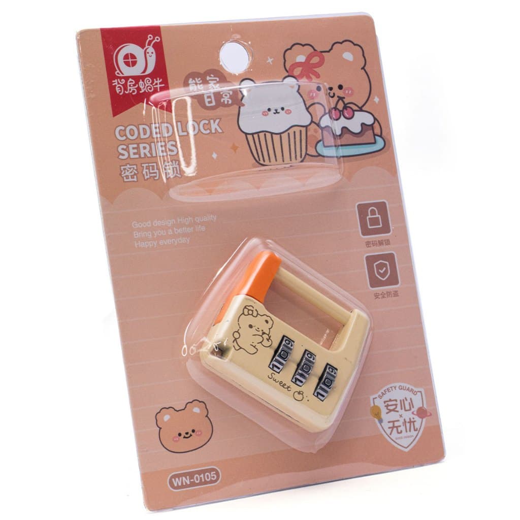 Mini Cadeado Creme Com Segredo Bolsa Mochila Mala 3 Digitos
