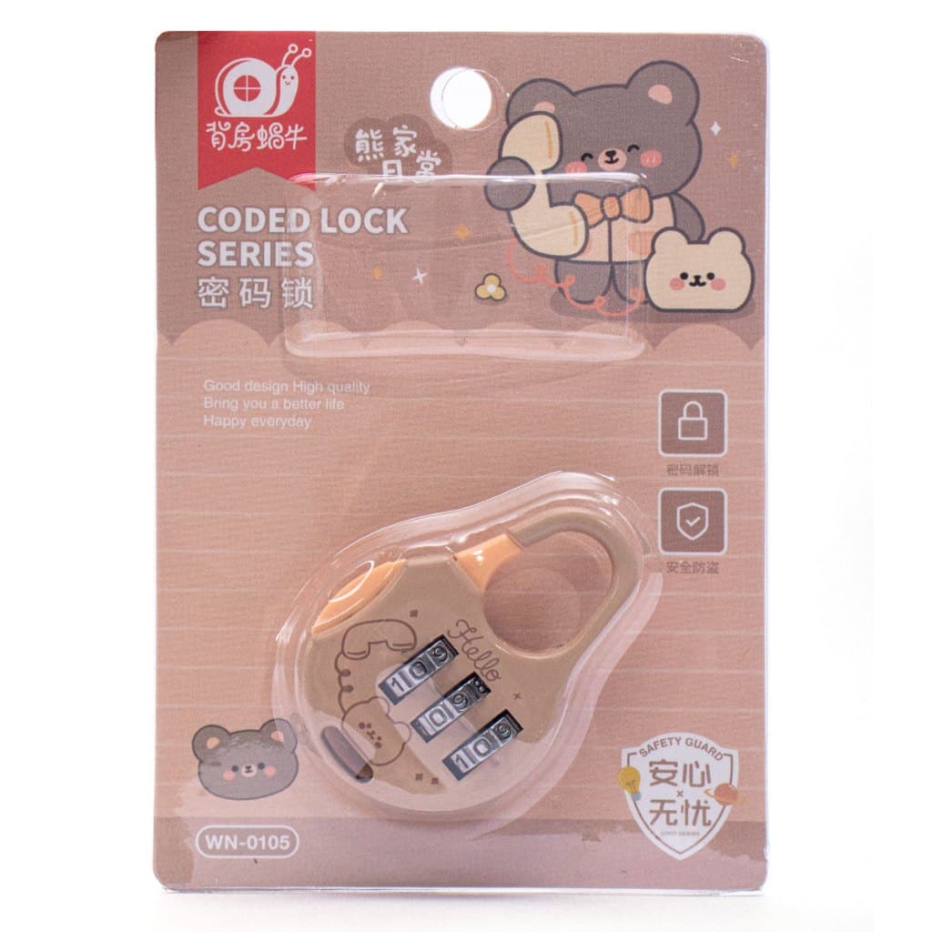 Mini Cadeado Bege Com Segredo Bolsa Mochila Mala 3 Digitos