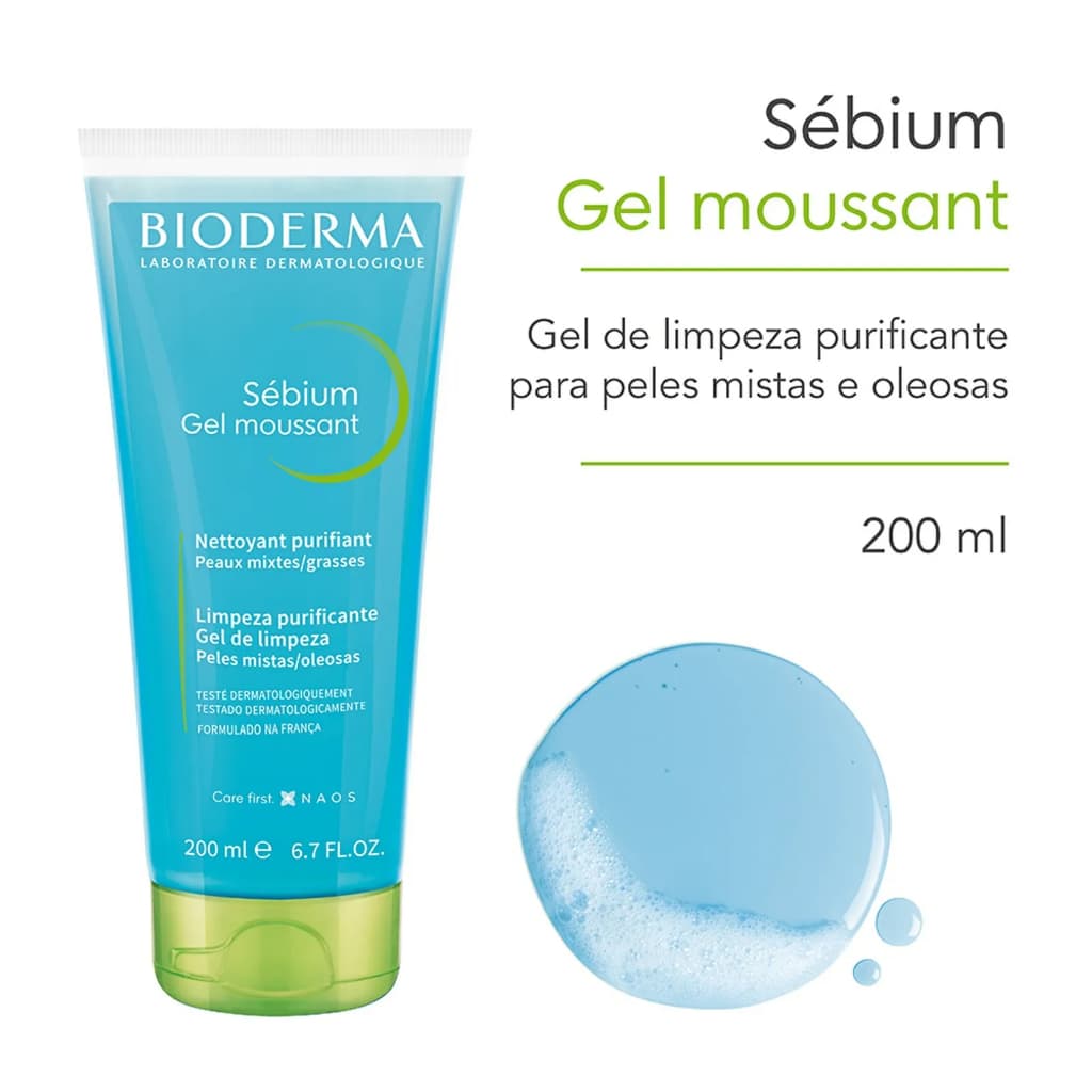 Bioderma Sébium Gel Moussant Gel de Limpeza Antioleosidade Facial 200ml
