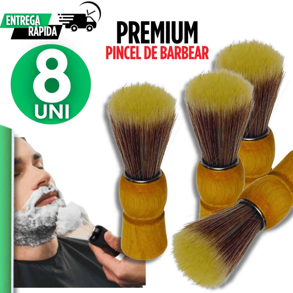 Combo 08 Unidades Pincel de Barbear Com Cabo de Madeira Cerdas Macia Salão Barbearia Qualidade Garantida