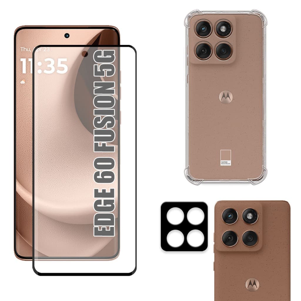 Kit Para Moto Edge 60 Fusion  | Película Fosca de Cerâmica - Capa Anti Shock - Película da Câmera 3D