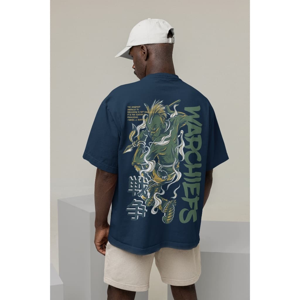 Camiseta Oversized StreetWear Warchiefs Estilosa Estampa nas Costas