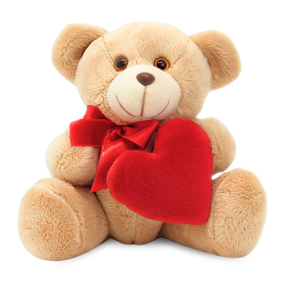 Urso de Pelúcia Articulado com Coração 20cm Sentado Presente Decorativo Namorado