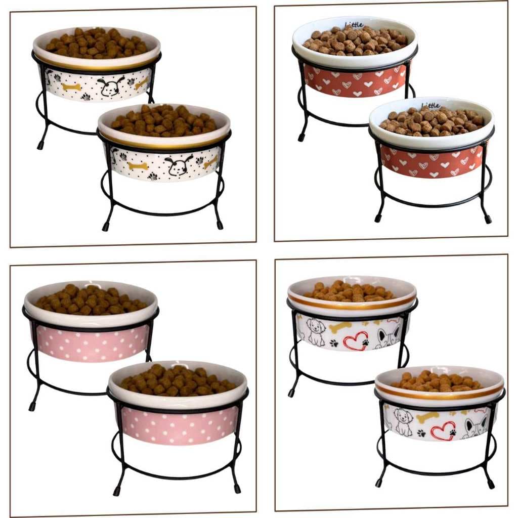 Pote de Ração Água Pet Comedouro Porcelana Caes e Gatos 600ML Kit 2