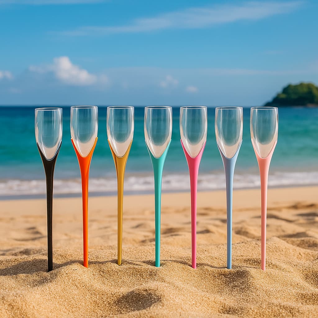 Taça Beach 210ml Boccatti Para Espumante na Areia Praia Colorida Champanhe verão