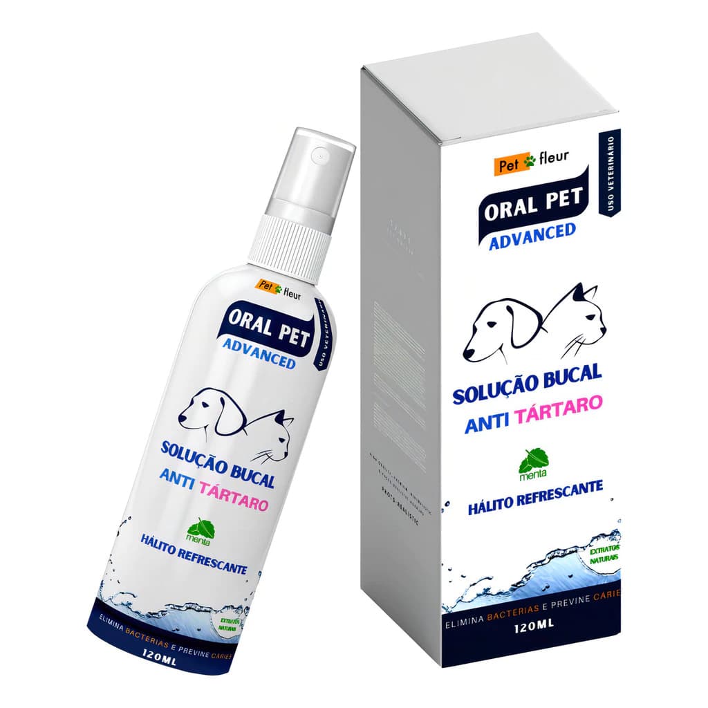Spray Bucal Oralpet 100% Natural seguro p/ Cães e Gatos - Anti-Tártaro, Hálito Fresco, Sem Álcool