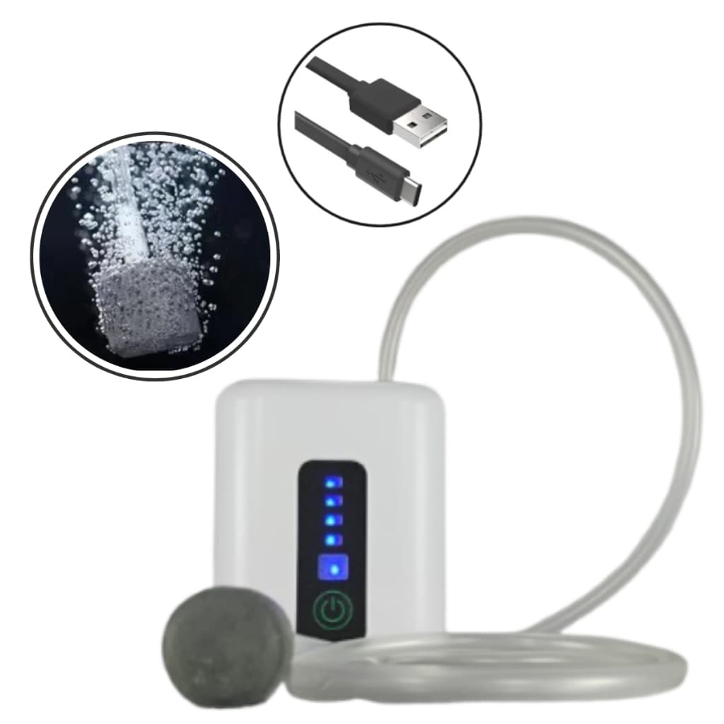 Bomba Para Aquário Compressor De Ar Oxigênio Com Bateria De Lítio Recarregável Pesca usb