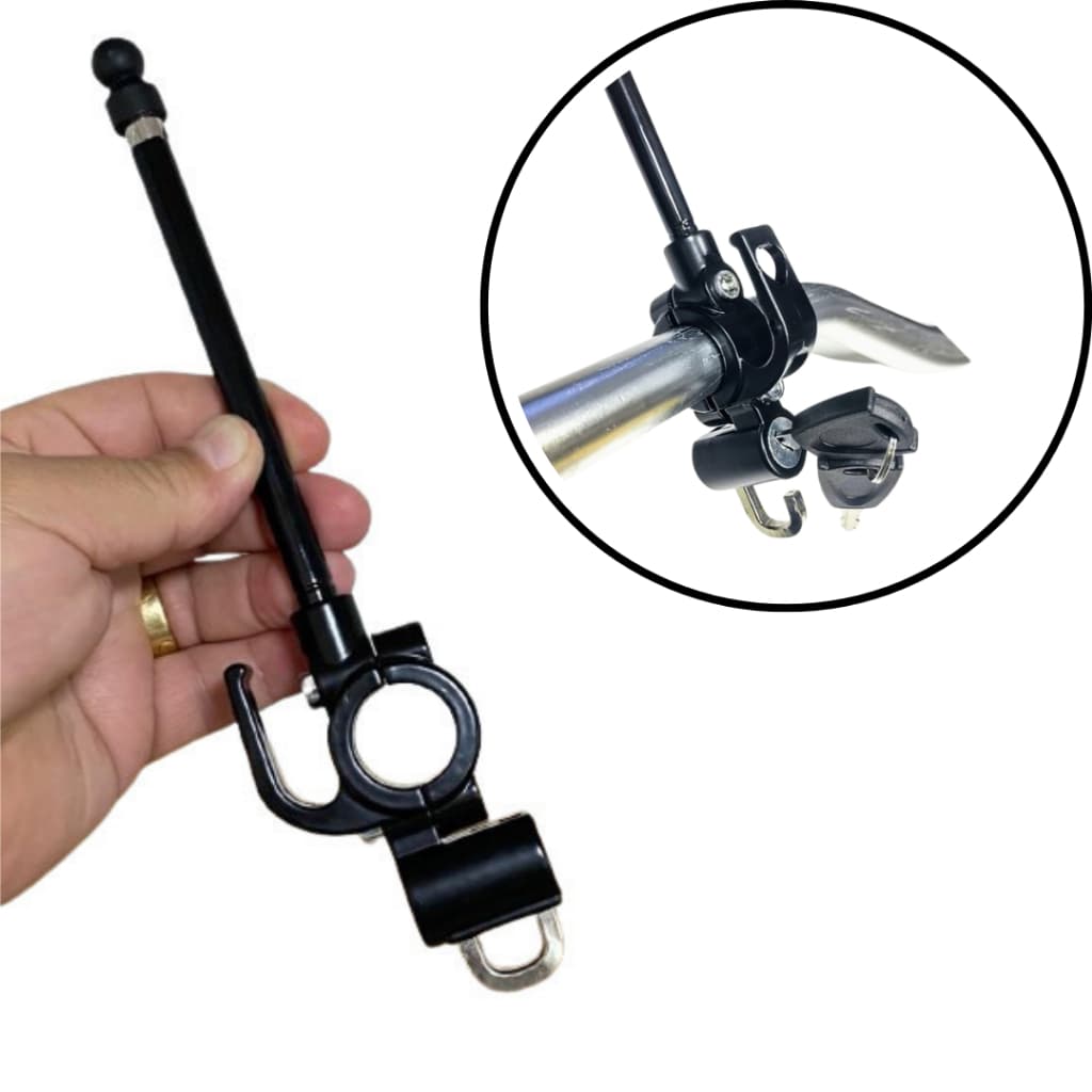 Kit Antena Corta Linha Pipa com Trava de Capacete Aço Inox 6 Estágios Universal Moto Segurança Bike