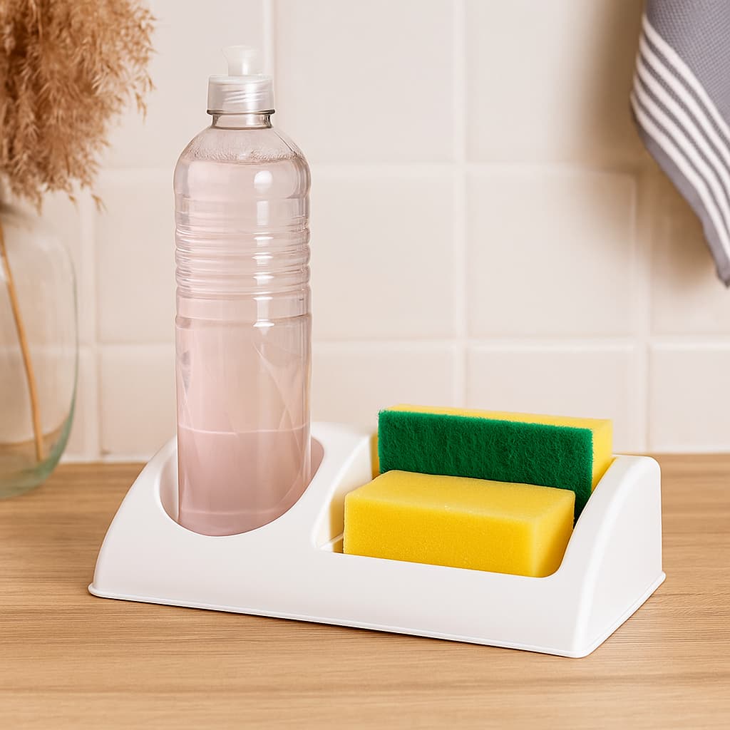 Porta Detergente e Esponja De Plastico
