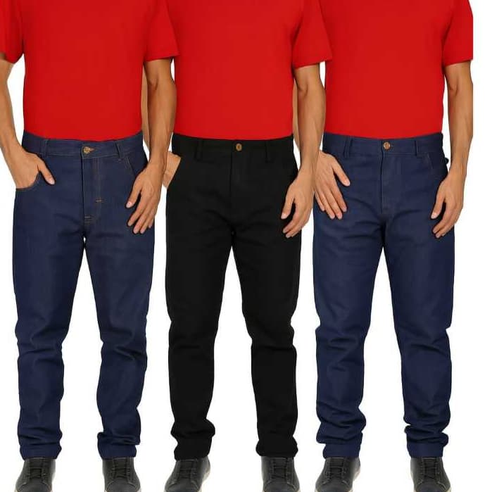 Kit 3 Calça Masculina Jeans com Elastano Confortável Cores Variadas Premium