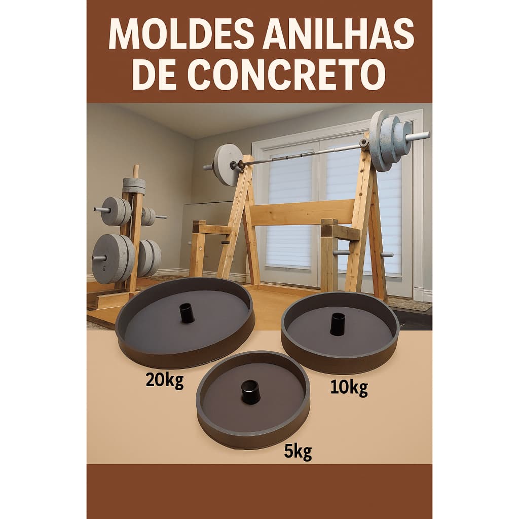 Formas para Fabricação de Anilhas de cimento 20kg 10kg 5kg – Moldes para Pesos de concreto Academia em casa
