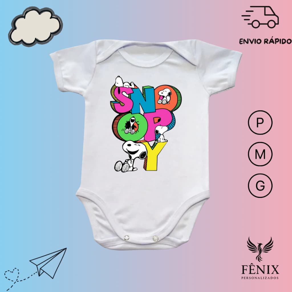 Body De Bebê Personalizado Snoopy Criativo Infantil