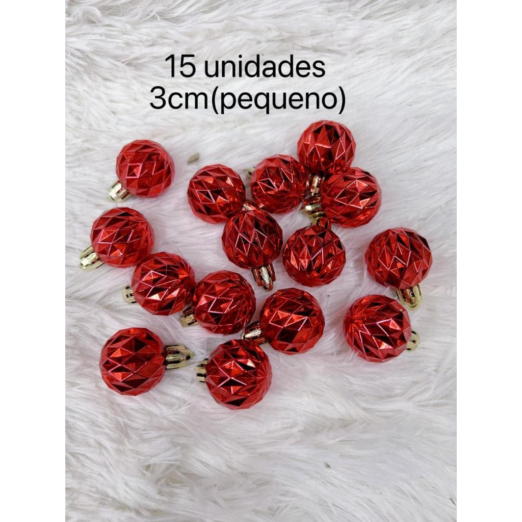 15  Peças Bolas Pequenas De Natal losango 3CM  Decoração Árvore Pequeno(P10132)..