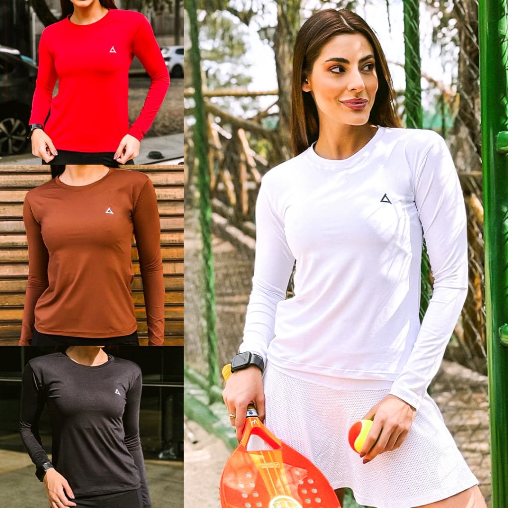 Camiseta Poliamida Premium Preteção UV 50+ Segunda Pele Camisa Manga Longa Frio e Calor