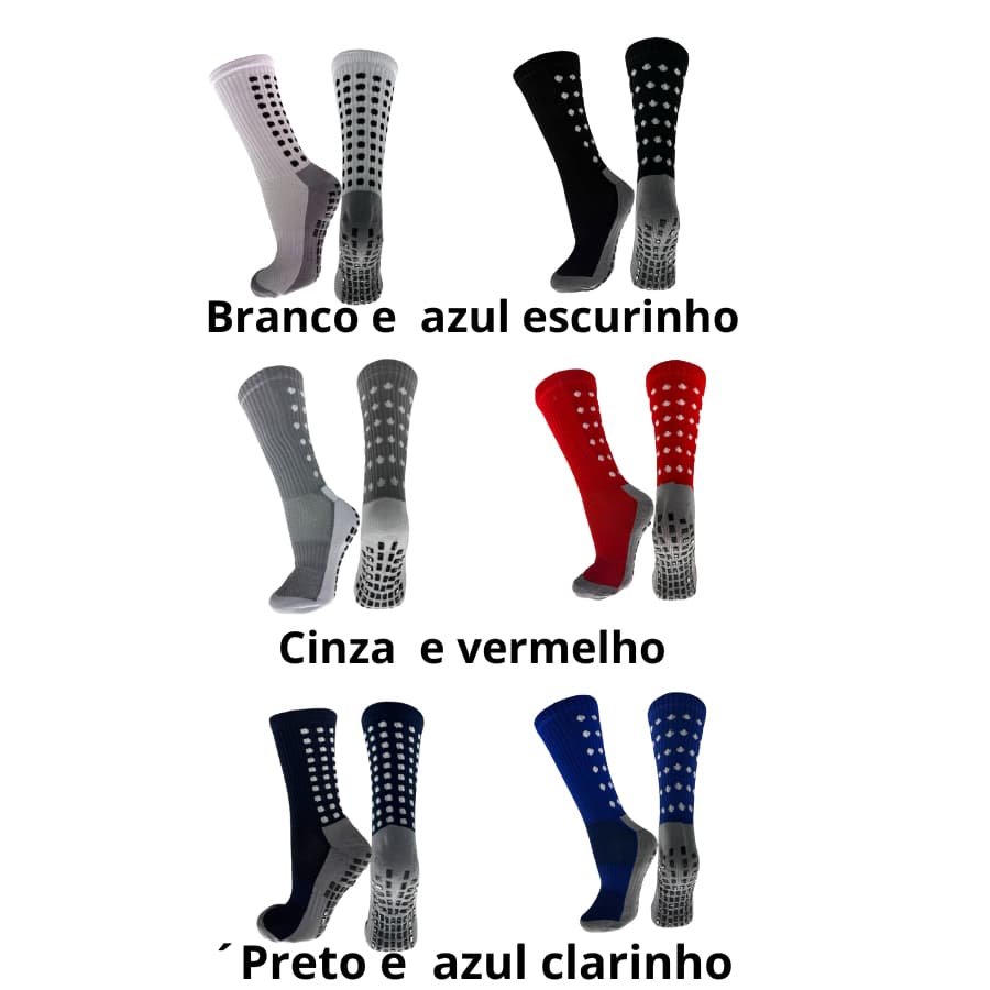 KIT 4/6/12 Meia Meias Esportivas Futebol Algodão Antiderrapantes De Alta Qualidade,Tamanho 40 -46
