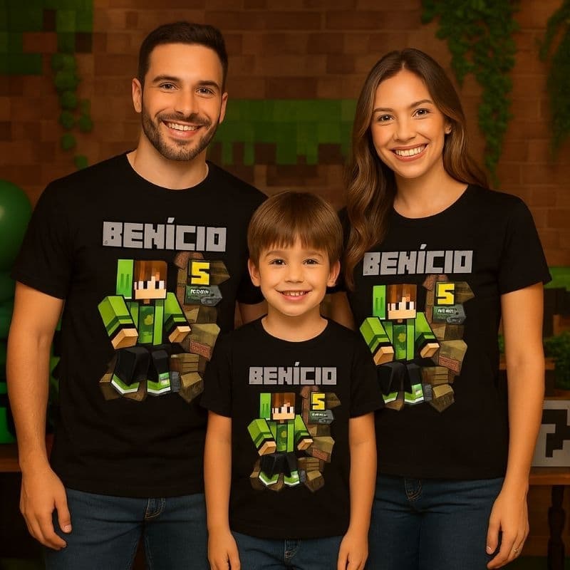 KIT COM 3 CAMISETA  MENINO E MENINA TEMÁTICA PERSONALIZADA Tamanhos: do 2 ao GG leia a descrição com atenção