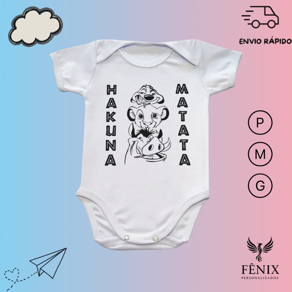 Body De Bebê Hakuna Matata Personalizado Criativo Infantil Disney O Rei Leão