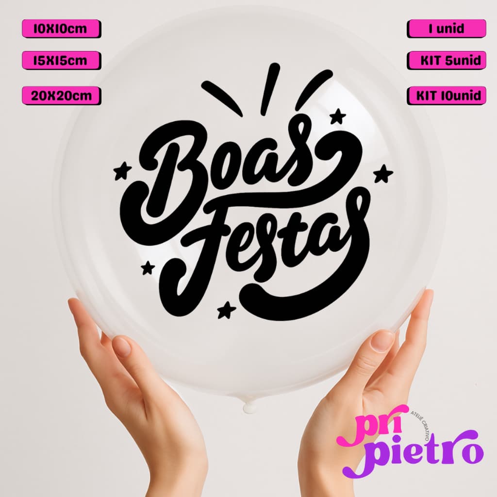 Kit Adesivo Vinil Boas Festas | Balão, Bexiga, Bubble, Decoração de Festa, Natal Decoração de Natal
