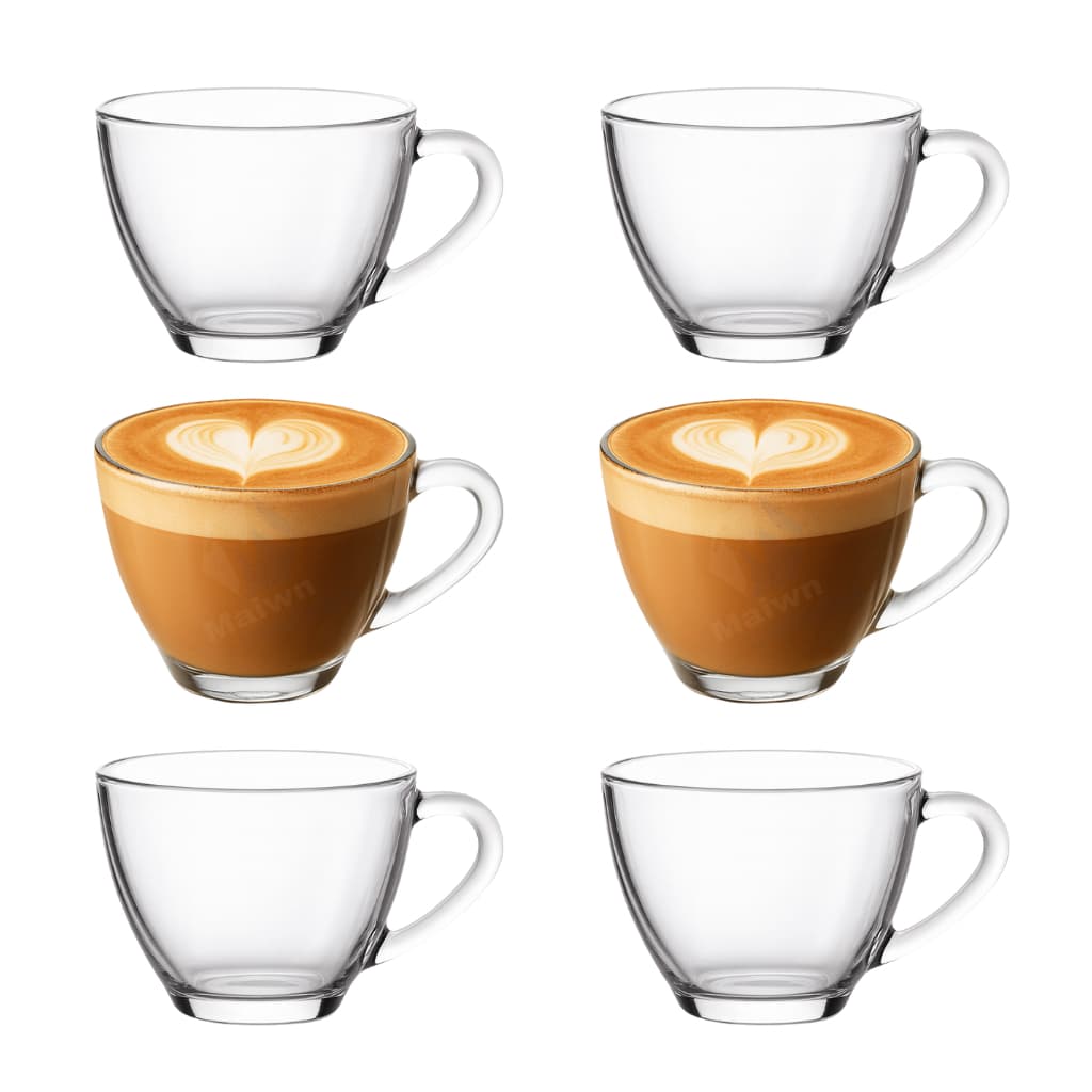 Kit Xícaras de Vidro Cristal 230ml com Alça Transparente – 3 ou 6 Unidades para Café e Chá