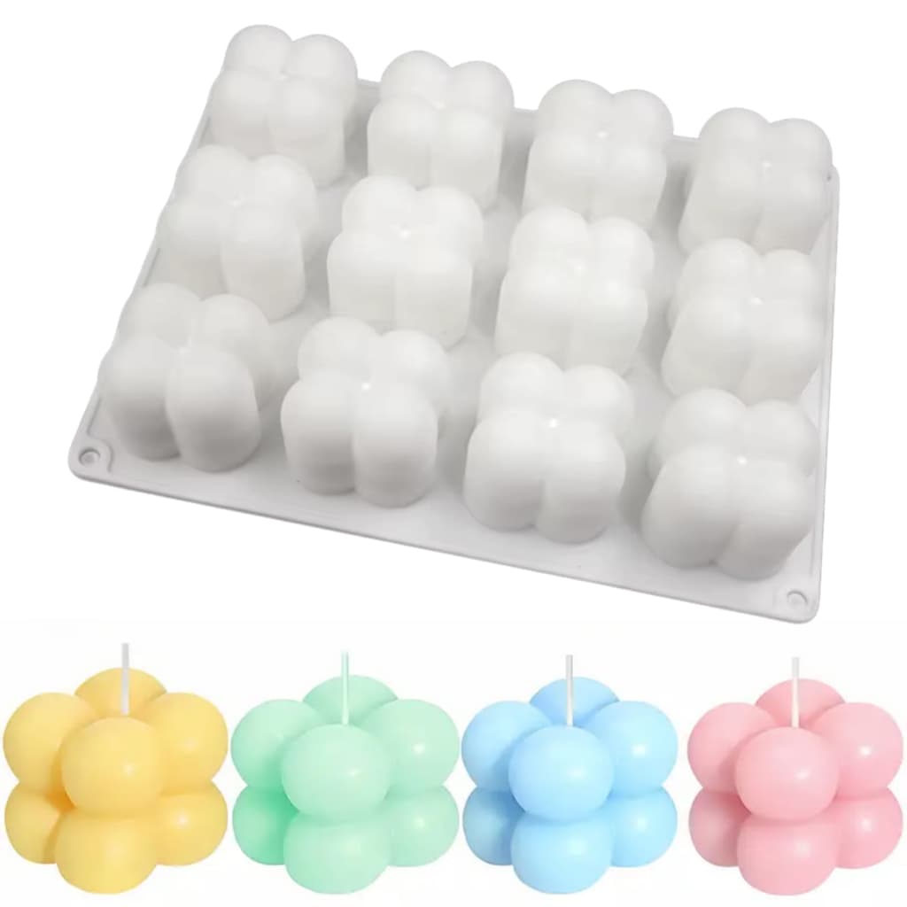 Molde de Silicone de Velas de Bolinhas Bubble 3D Forma de Silicone Vela 12 cavidades Sabonetes