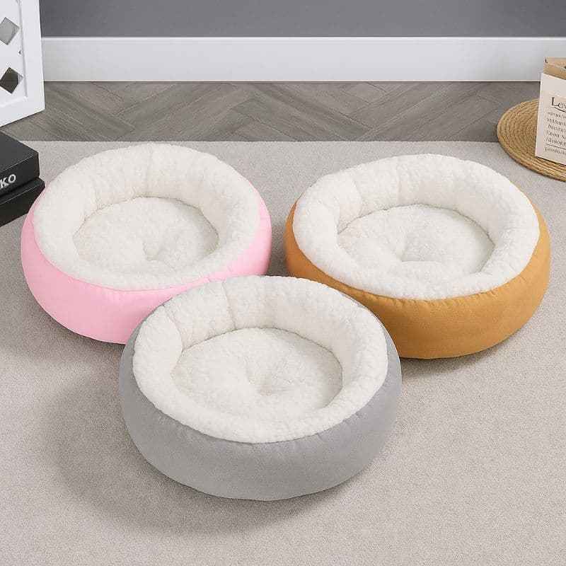 Kit 2 Camas Sherpa Redonda Confortável de Pelúcia perfeita para seu Pet no Inverno