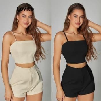 conjunto femenino liso de shorts com ziper  moda bloqueira