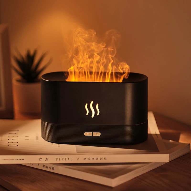 Difusor De Aroma De Chama USB Umidificador De Ar Ultrassônico Criador De Névoa Fria LED Lâmpada Difusora De Óleo