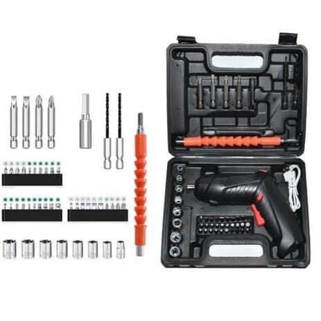 Kit Parafusadeira Doméstica com maleta Leve Portátil USB Recarregável