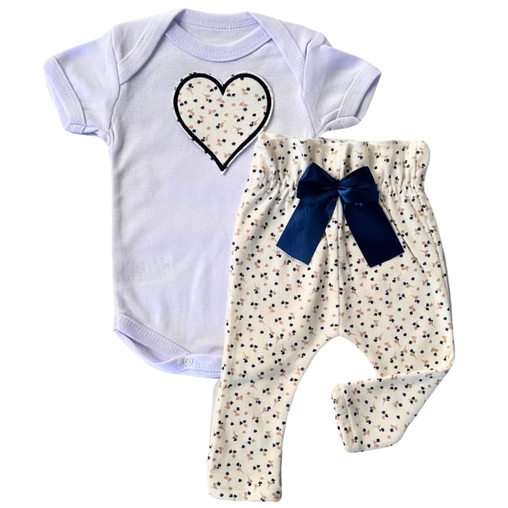Conjuntos Bebê Algodão com Aplique Bordado Conjunto Roupa Moda Menina Roupinha Modinha infantil Luxo