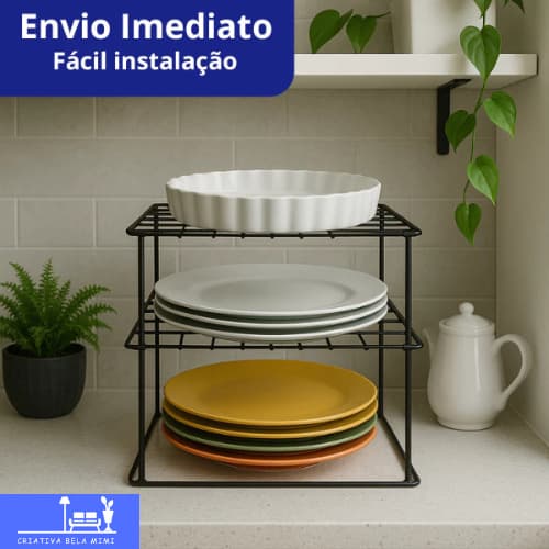 Organizador De Prato Quadrado Luxo Aço Aramado