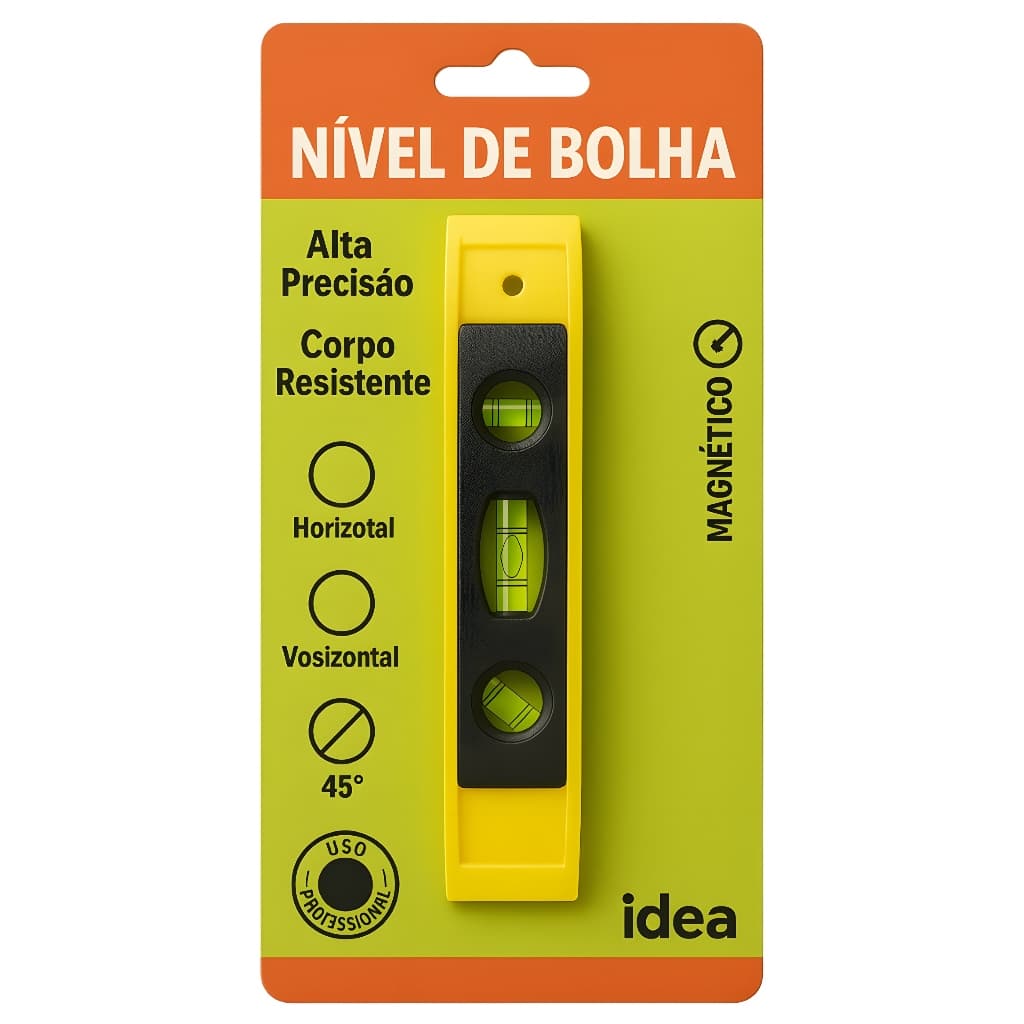 Nivel Magnetico Compacto 3 Bolhas de Medição 45 90 180 Graus