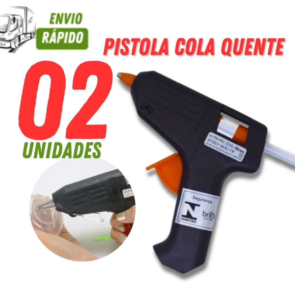 Maquina Cola Quente 20W com 02 ou 01 unidades Profissional Bivolt (127V/220V) com 02 bastões 5CM-7MM