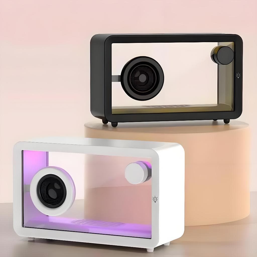 Caixa de Som Bluetooth transparente Caixinha Som Portatil Potente com LED 5 modos 7 RGB -C1