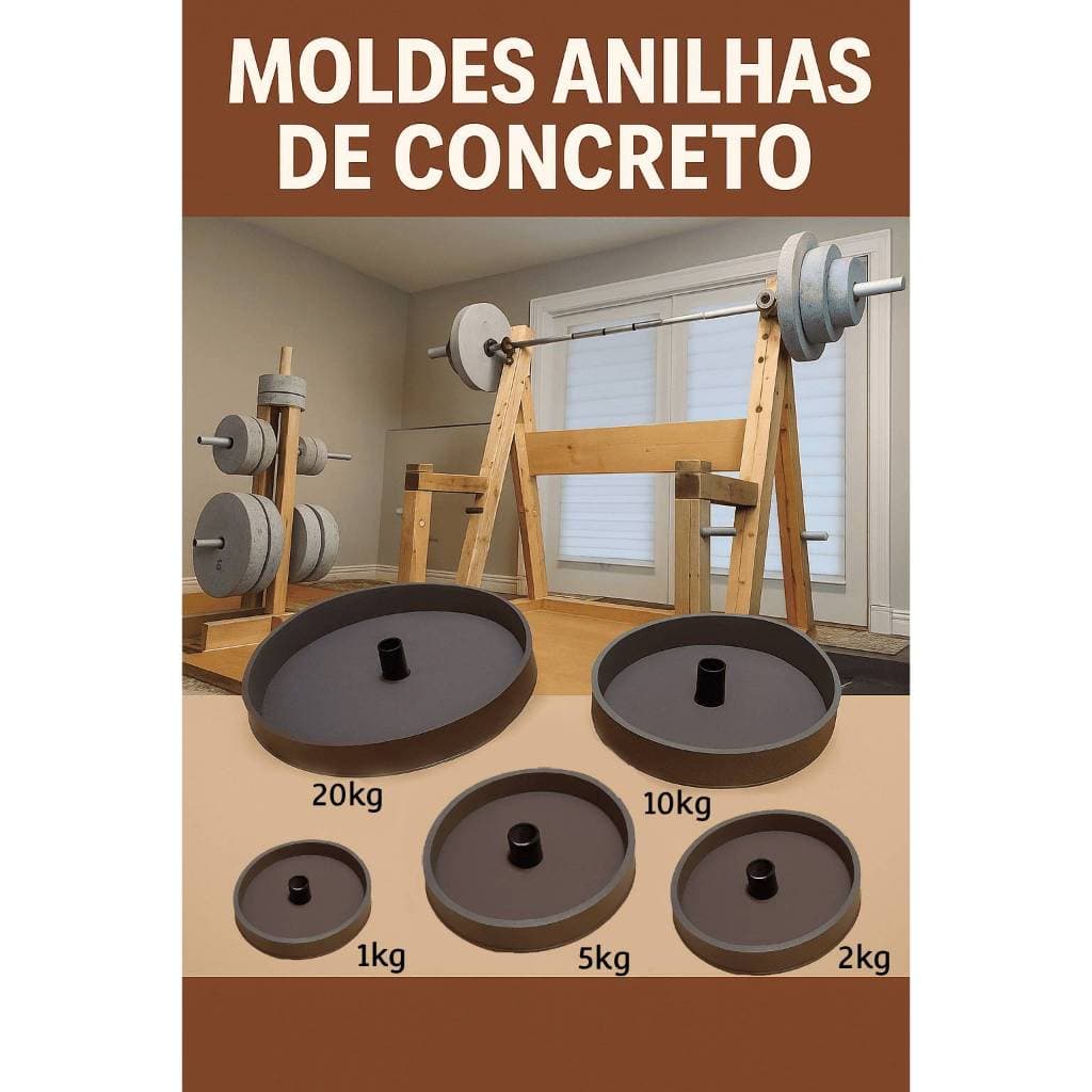 Formas para Fabricação de Anilhas cimento 20kg 10kg 5kg 2kg 1kg  Moldes para Pesos de concreto Academia em casa