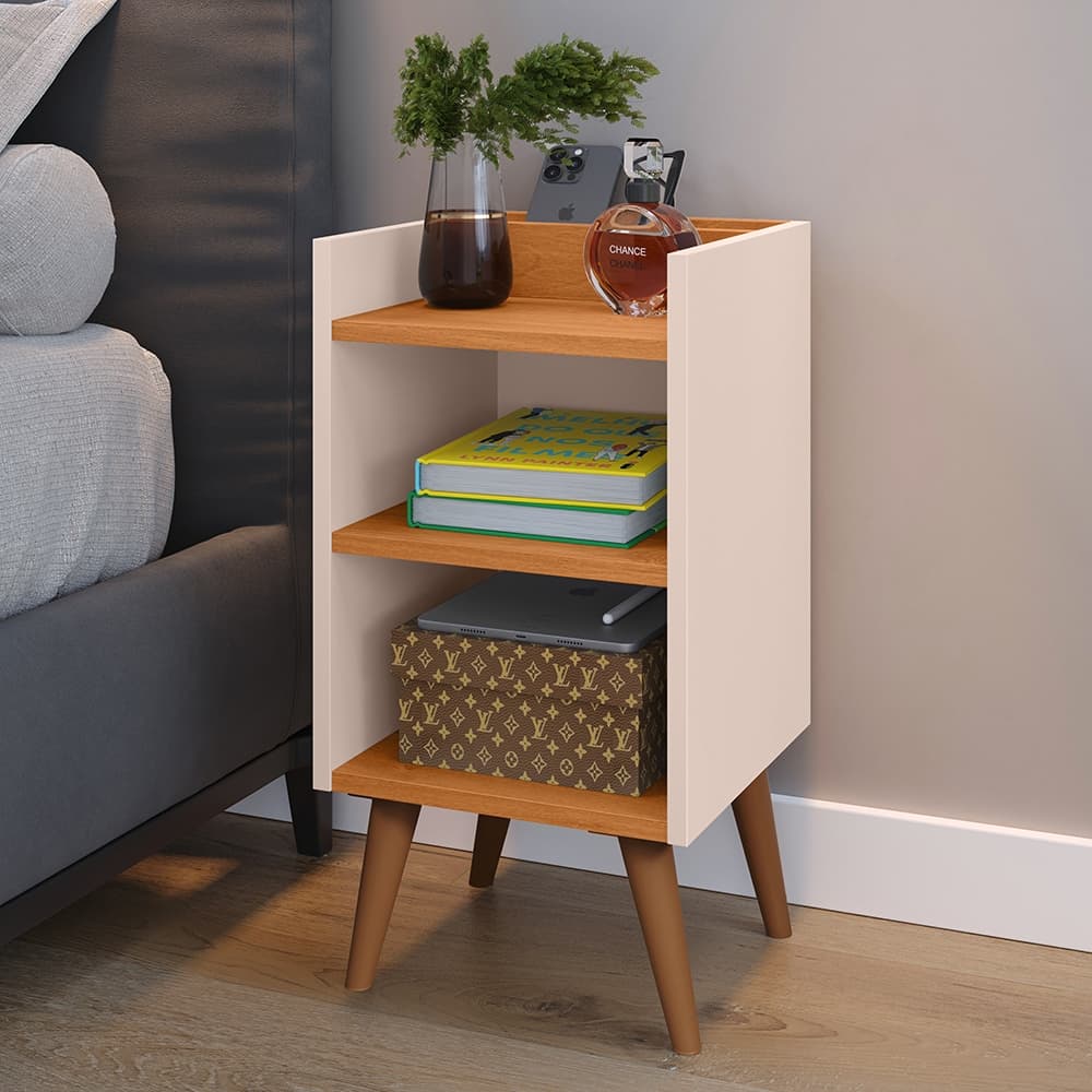 Mesa de Cabeceira Max Com Nicho Apoio Para Celular Criado Mudor Bidê Quarto Casal Cama Box