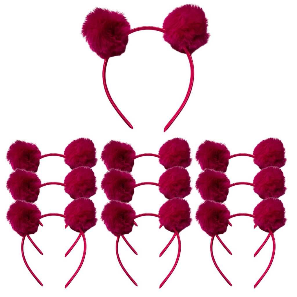 Kit 10 Tiaras Pompom Pink Arquinho Infantil Festas Divertido