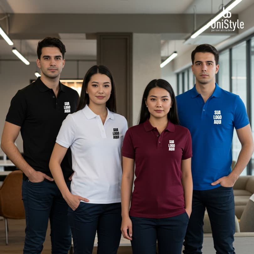 Kit 2 Camisa Fardamento Uniforme Gola Polo Personalizada com Sua Logo em Piquet