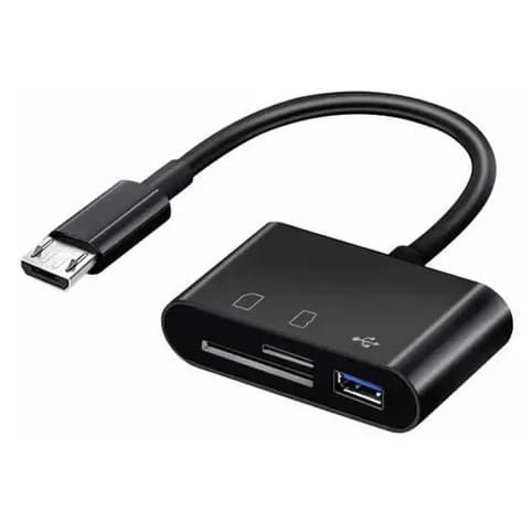 Adaptador 3 em 1 - USB 3.0, SD e TF para MicroUSB
