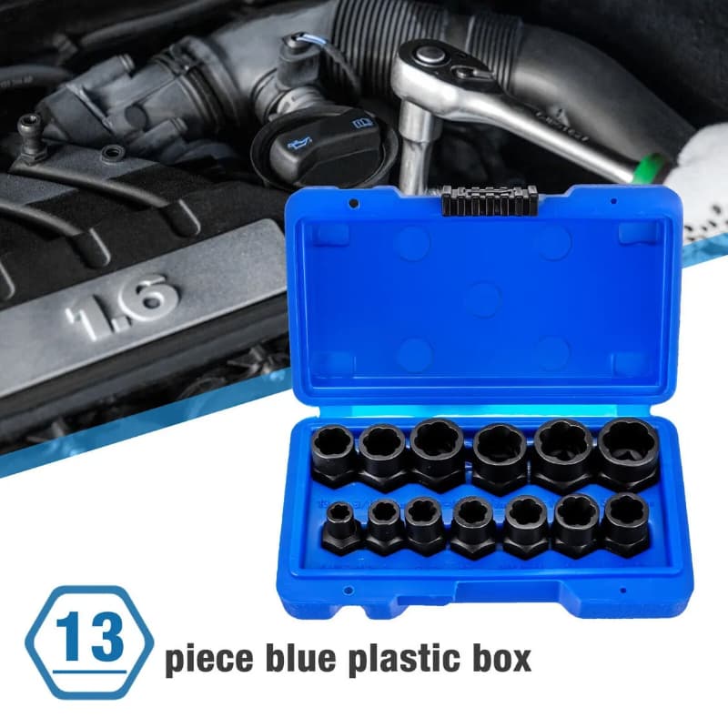 Kit 13 Peças Extração De Parafuso E Porca De Impacto Pronta