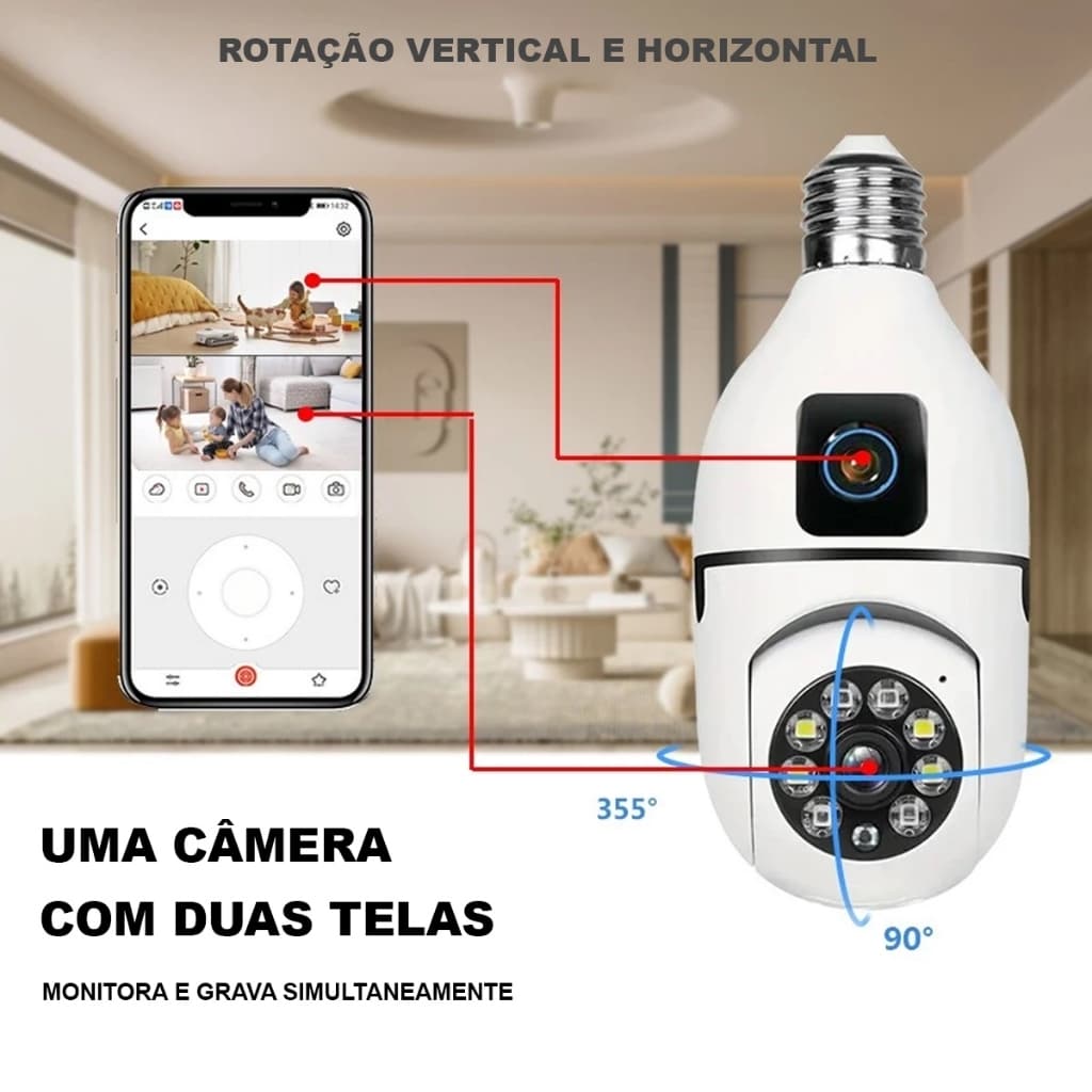 câmera de segurança wi fi camera de segurança 360°Câmera Panorâmica Smart HD Night Vision