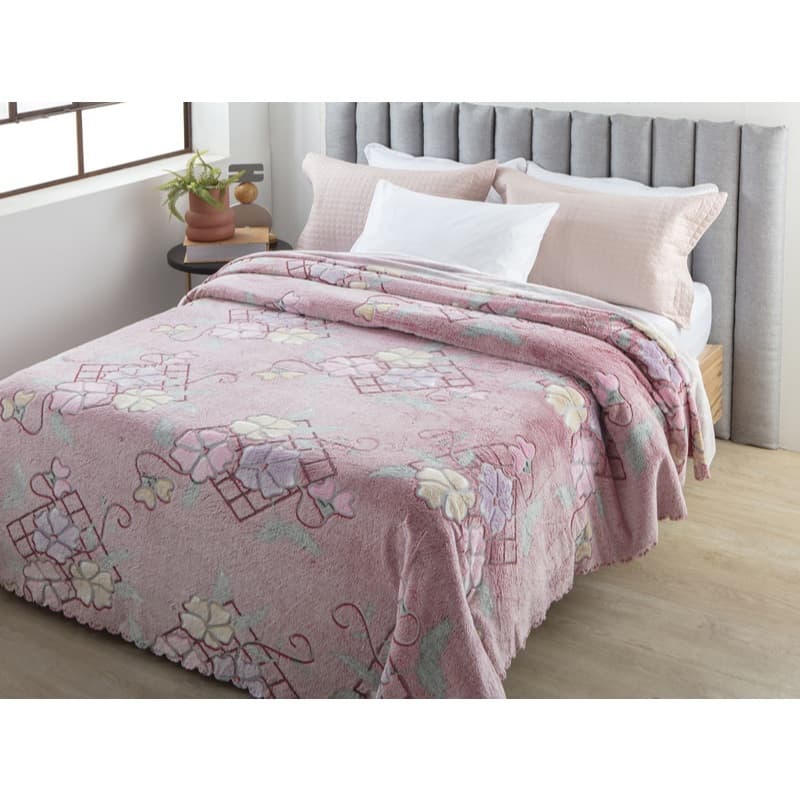 Colcha King 2.20m x 2.40m Aconchego Cobertor Toque Aveludado Macio Relevo Jolitex
