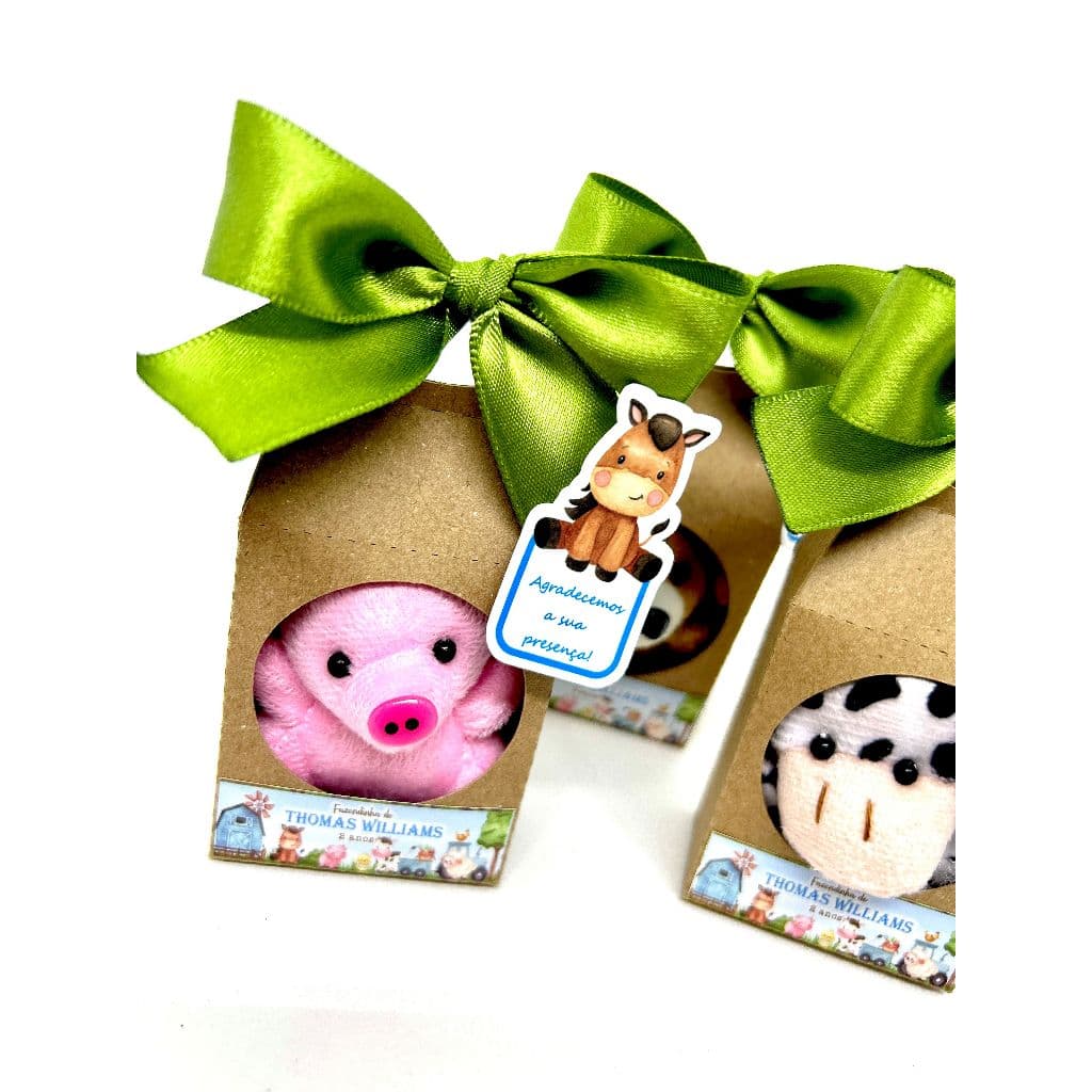 Lembrancinha Personalizada Fazendinha Pelúcia 6 cm na Caixa 30 unidades
