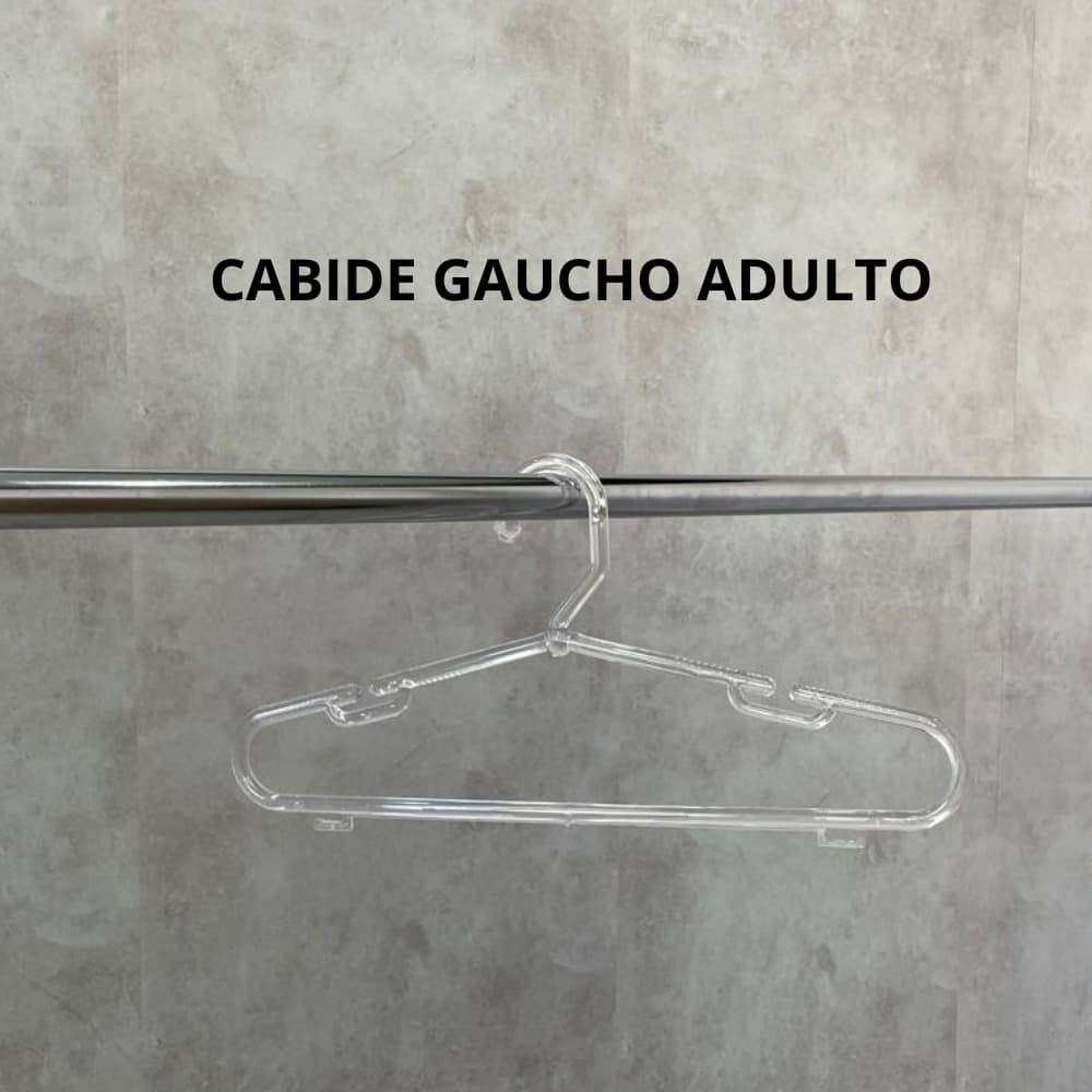 Kit 10 Cabide Adulto Acrílico Gaúcho Reforçado Antideslizante 10mm