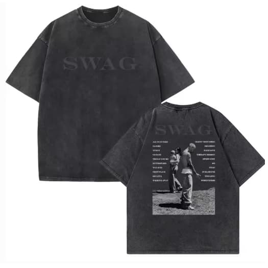 Camiseta Camisa Blusa Algodão Unissex Bieber SWAG 2025 Justin Álbum Vintage Verão 2 lados O-pescoço