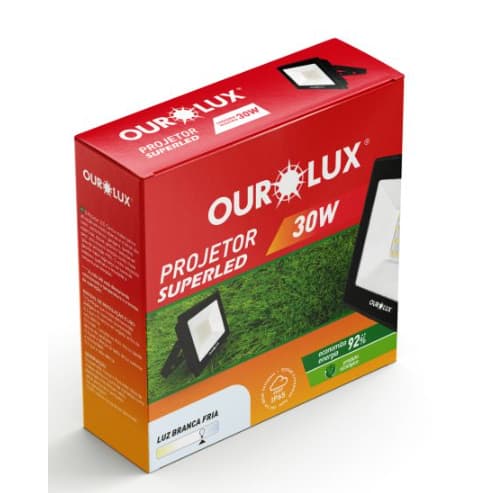 REFLETOR/PROJETOR LED 30W SLIM 6500K OUROLUX + NF