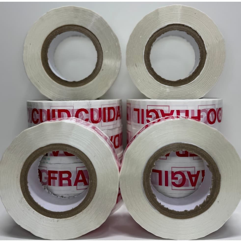 FITA ADESIVA CUIDADO FRAGIL KIT COM 10 FITAS DE 300 METROS.